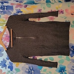 Inc. Petite Large 1/2 zip ribbed Grey sweater